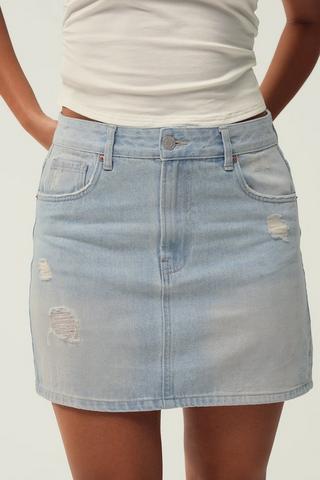 Denim A-Line Mini Skirt