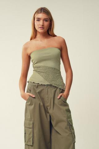Asymmetrical Lace Bandeau Top