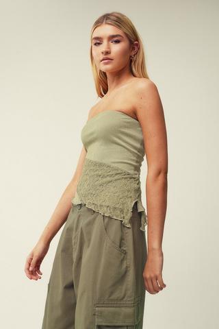 Asymmetrical Lace Bandeau Top
