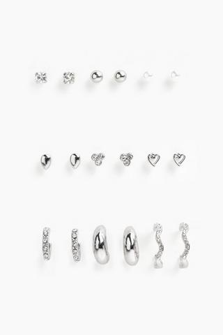 9 Pack Stud And Hoop Earrings