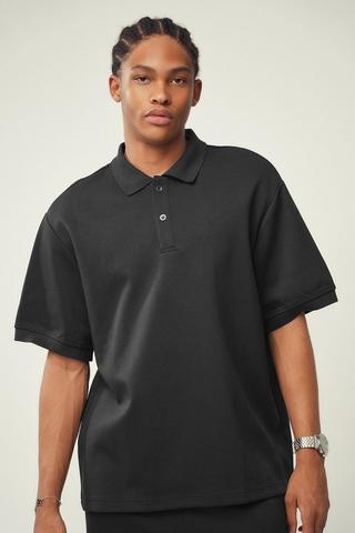 GOLFER BOXY INTERLOCK BLACK