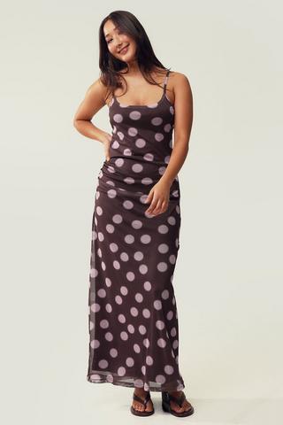 Polka Dot Mesh Bodycon Dress