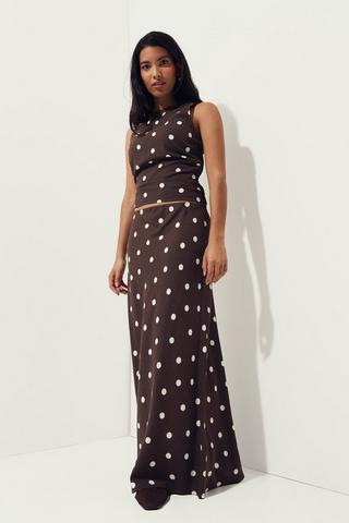 Polka Dot Column Skirt