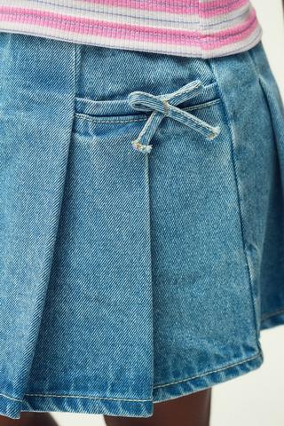 Pleated Denim Skirt