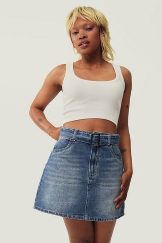 Denim A-Line Mini Skirt