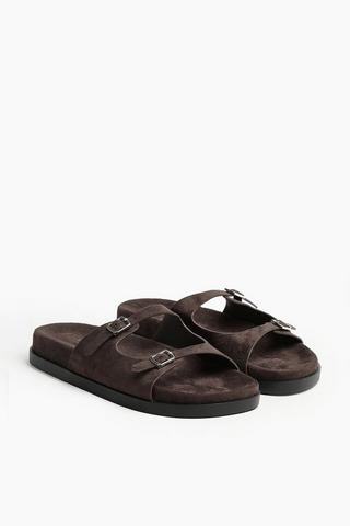 Suede Micro Buckle Slides