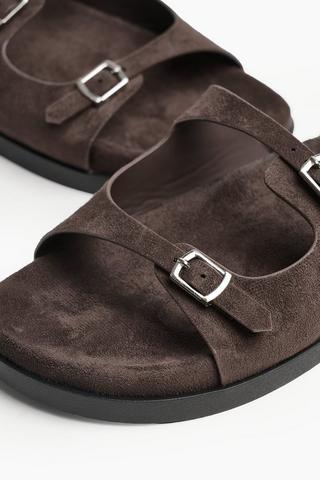 Suede Micro Buckle Slides