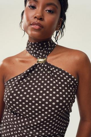 Polka Dot Halter Neck Top