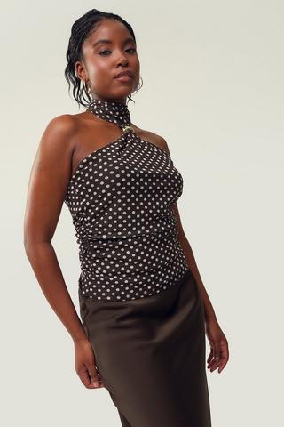 Polka Dot Halter Neck Top