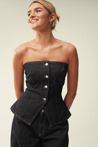 Denim Bandeau Top