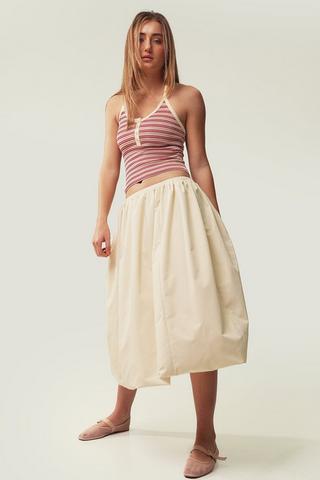 Bubble Hem Midi Skirt