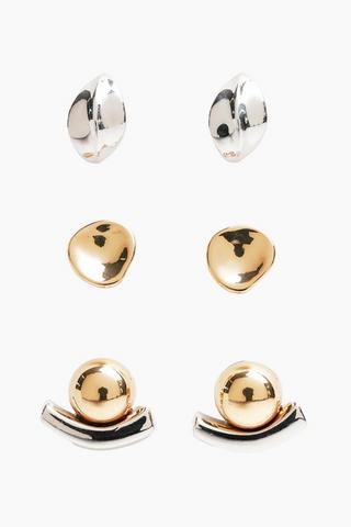 3 Pack Stud Earrings