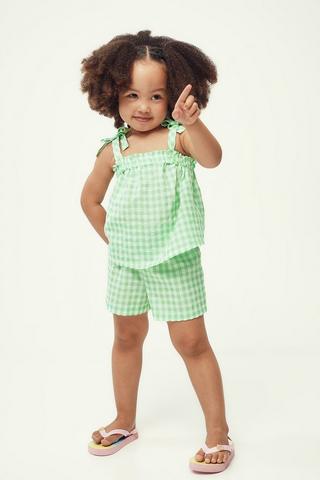 Gingham Top And Shorts Set