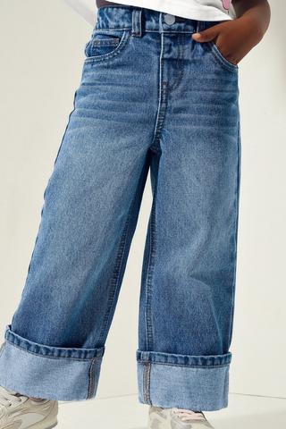 Wide Leg Turn Up Denim