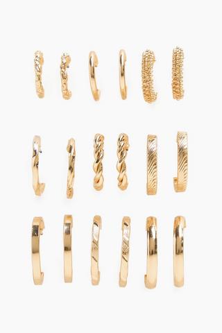 9 Pack Hoop Earrings