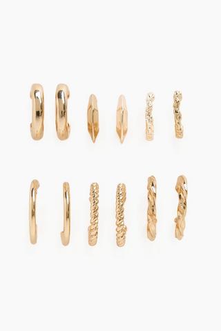6 Pack Hoop Earrings