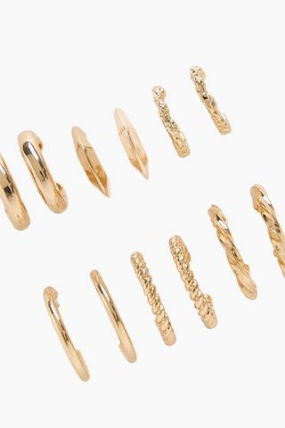 6 Pack Hoop Earrings