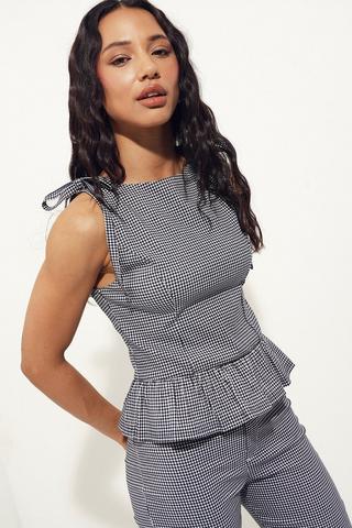 Gingham Peplum Top