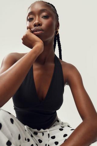 Ribbed Halter Neck Top