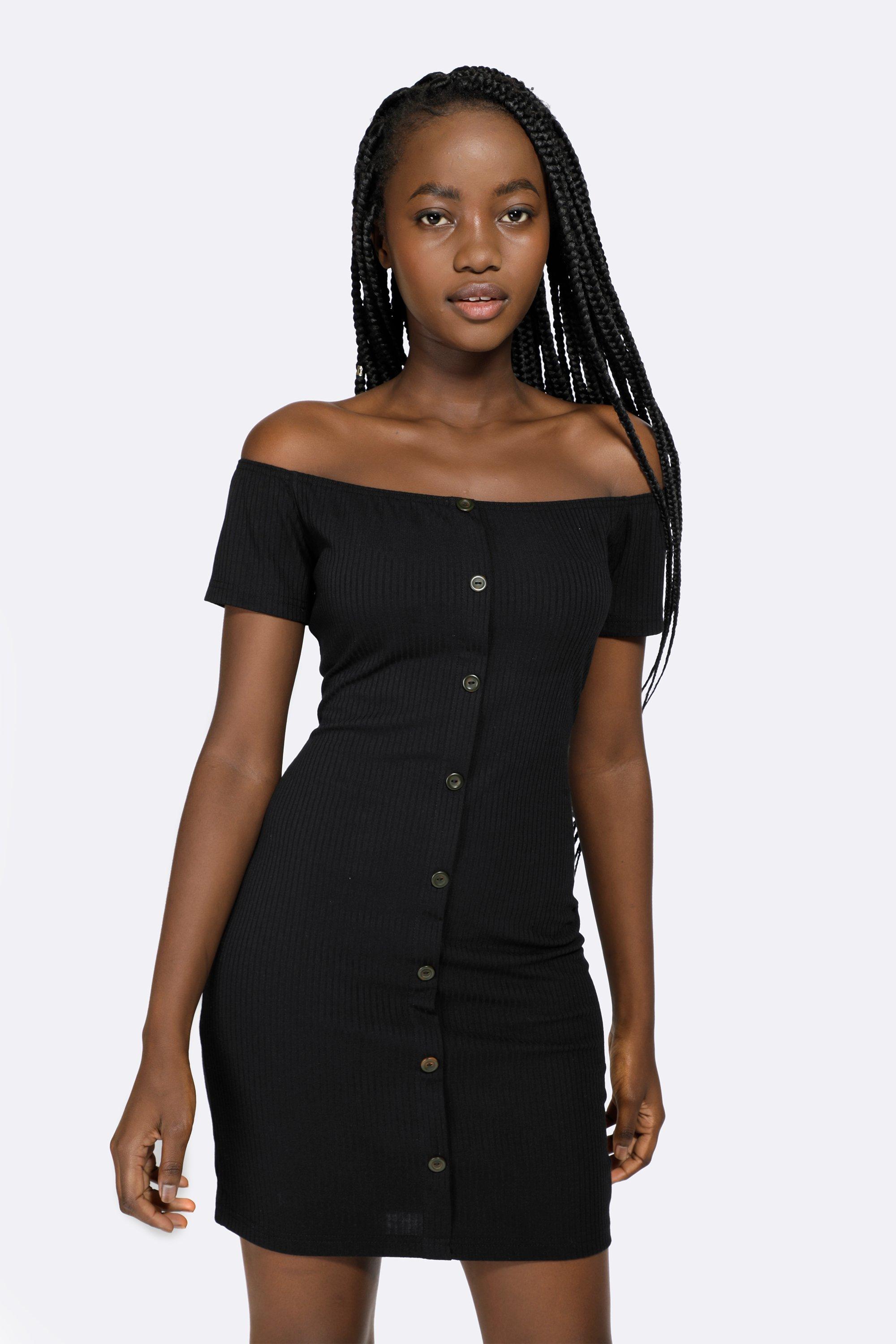 Off the shoulder hot sale dress button down