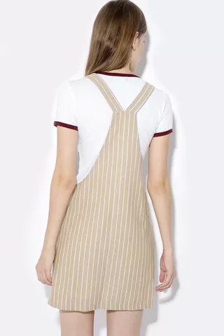Stripe Button Up Pinafore