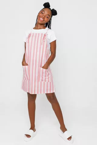 Stripe Pinafore Dress
