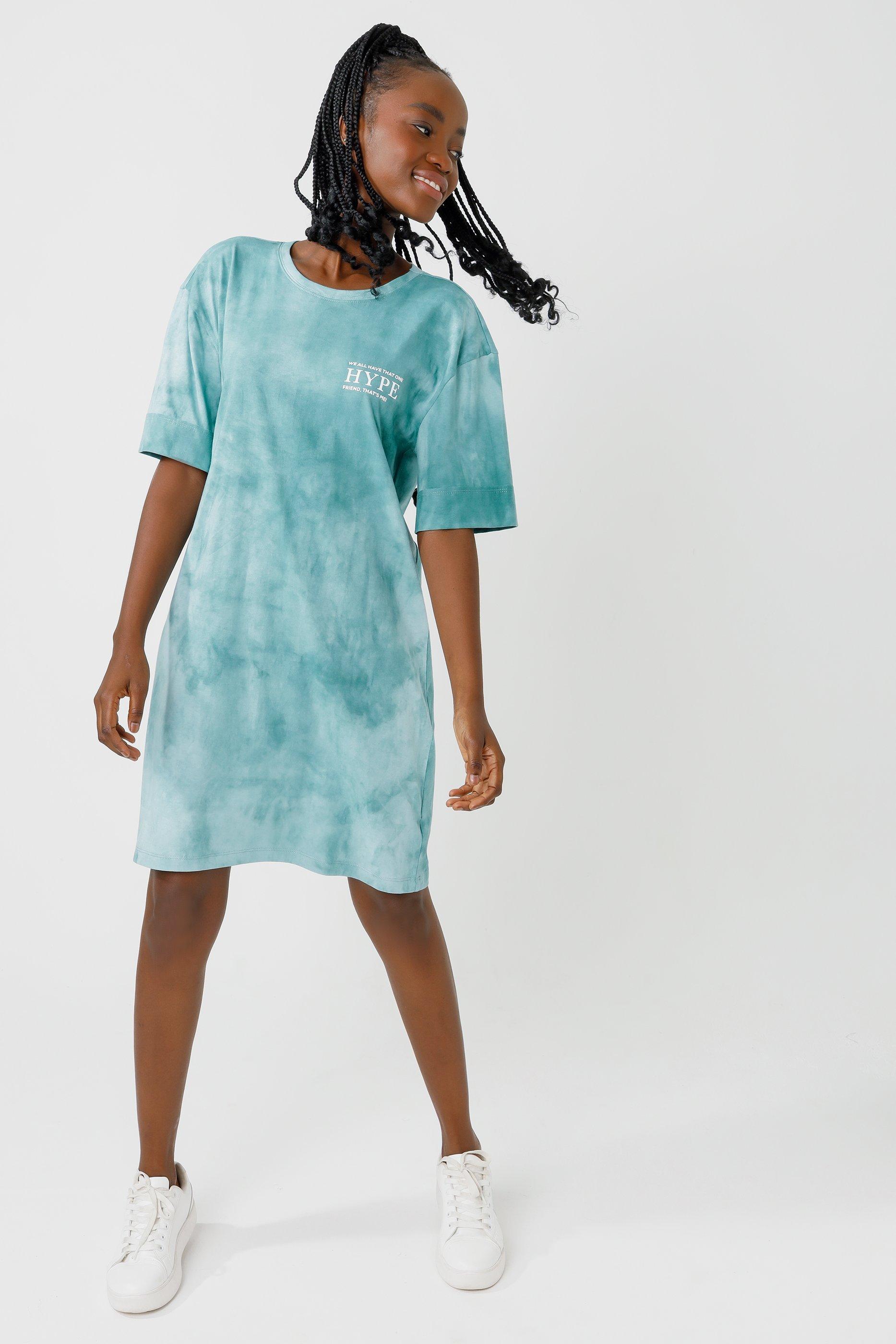 Blue tie dye clearance t shirt dress