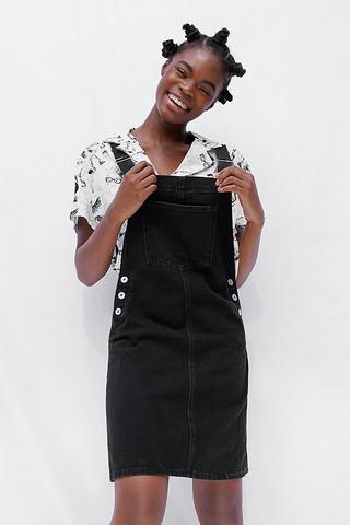 Dark denim pinafore dress best sale