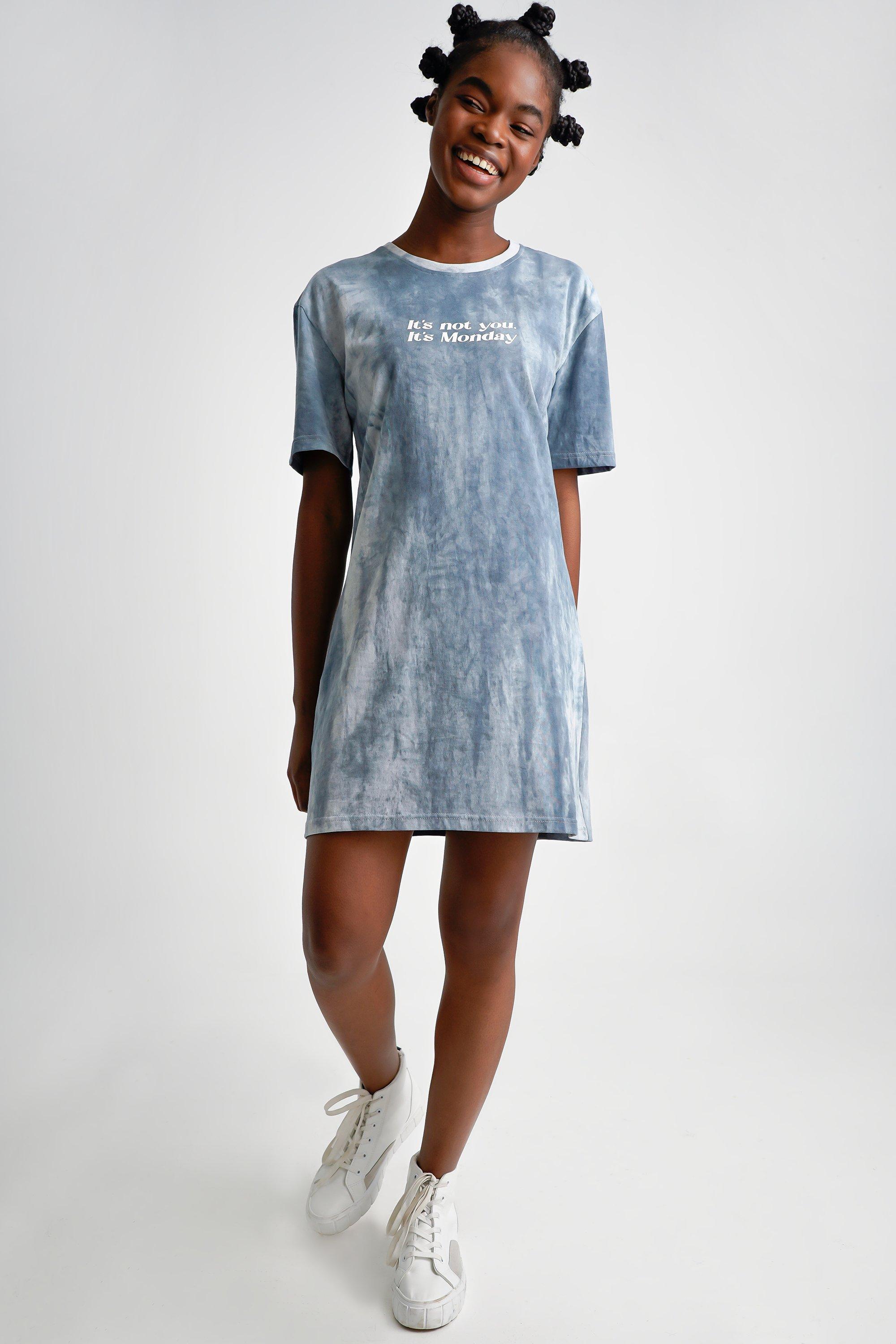 Trend4us Tie Dye Blue T-shirt Dress