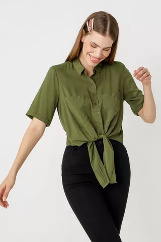 Tie Front Boxy Shirt