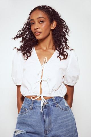 Open Front Poplin Top