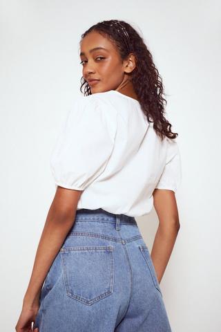 Open Front Poplin Top