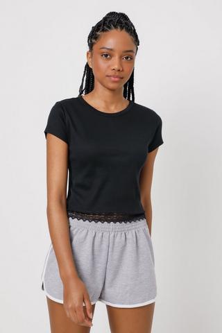 Fitted Lace Trim T-shirt
