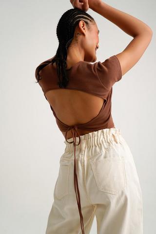 Cut Out Back Crop Top