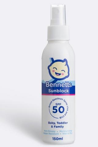 Bennetts Sunblock Spray Spf50 150ml