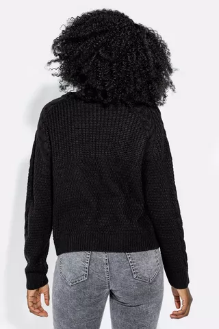 Blocked Cable Knit Pullover