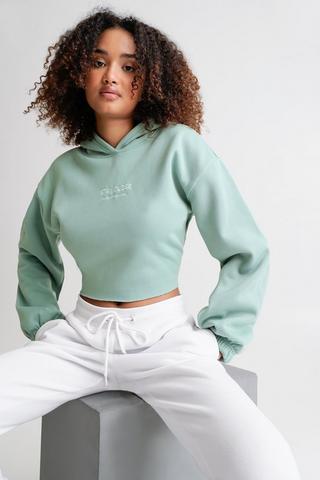 Cropped hoodie shop vapour green