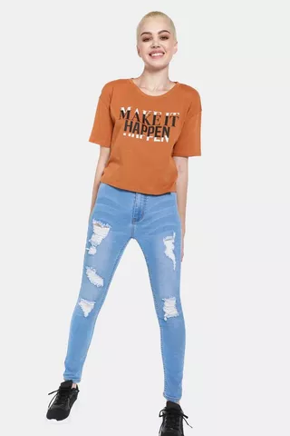 Abraised Tube Jeans