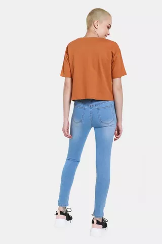 Abraised Tube Jeans