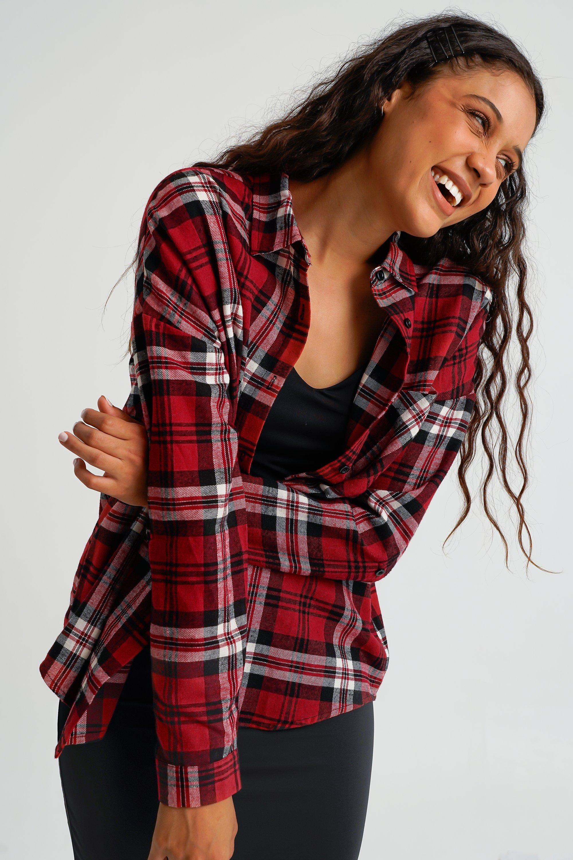 Red check shirt for hot sale ladies