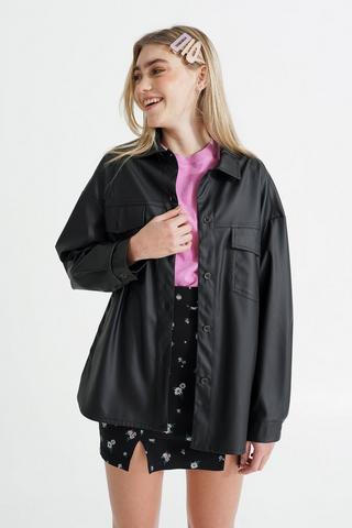 Pleather Boyfriend Shirt