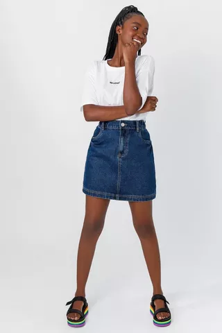 Paperbag Denim Mini Skirt