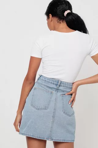 Denim Zip Up Mini Skirt