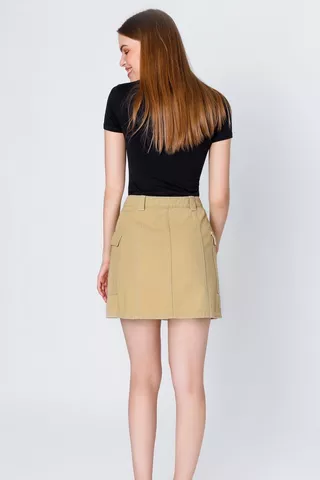 Zip Up Utility Mini Skirt