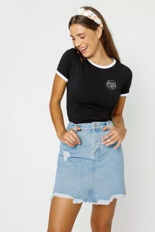 Denim A-line Mini Skirt