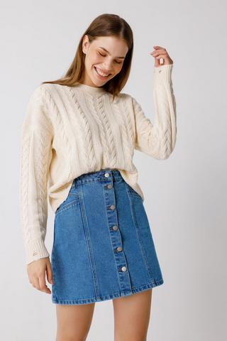 Button up front denim skirt sale