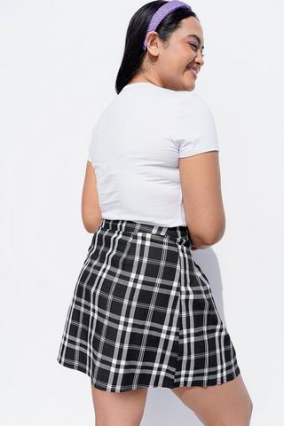 Check Pleated Mini Skirt