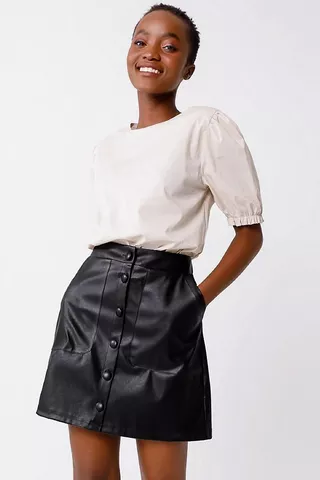 Pleather A-line Mini Skirt