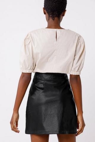 Pleather A-line Mini Skirt
