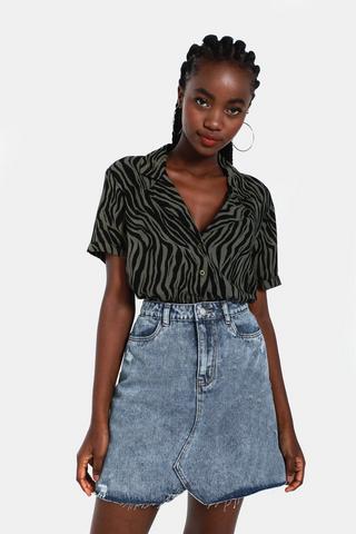 Front zipper hotsell jean mini skirt